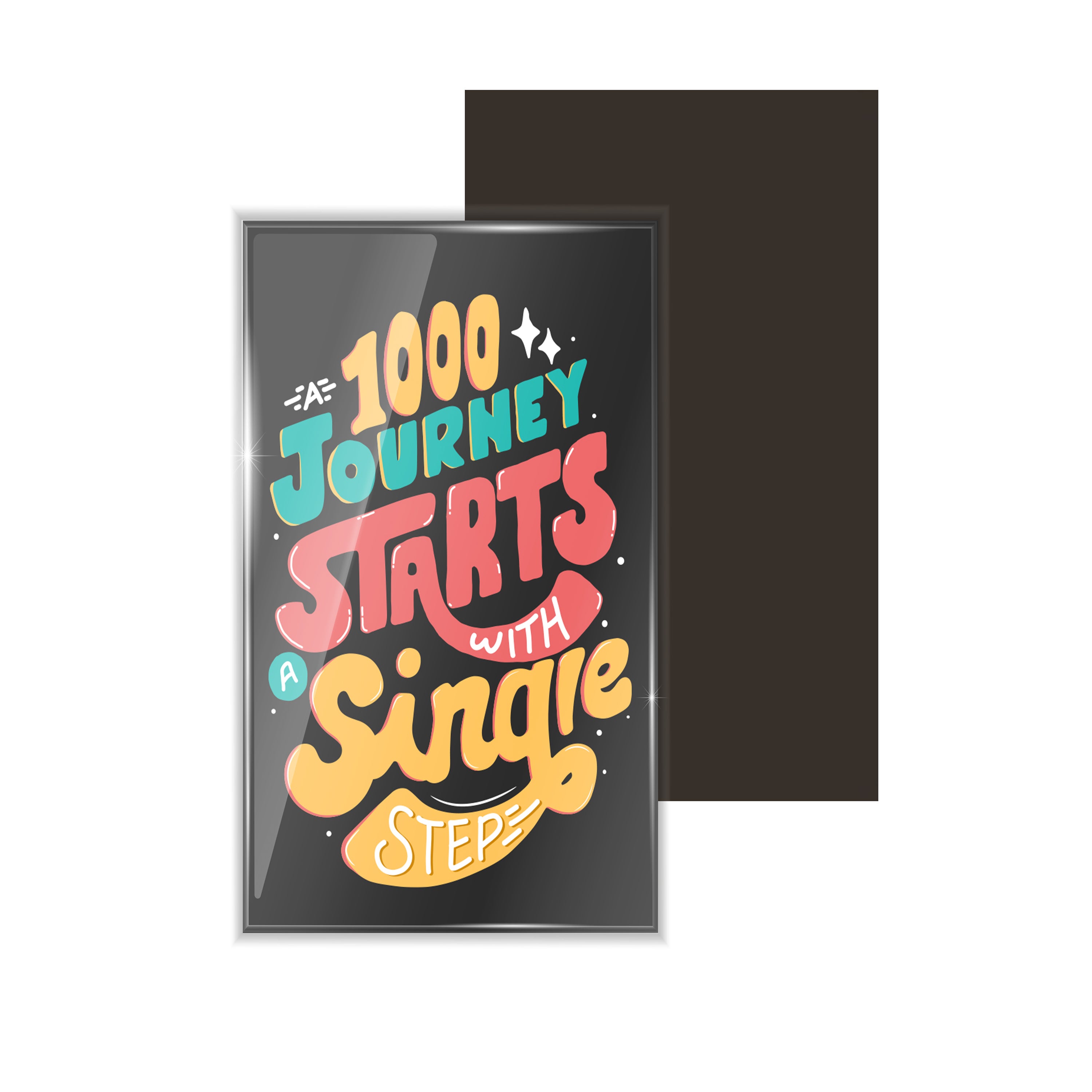 dhcrafts Fridge Magnet Rectangle Acrylic Glass (8.6 x 5.4 cm) Black Color Travel 1000 Journey Starts With A Single Step Design Pack of 1